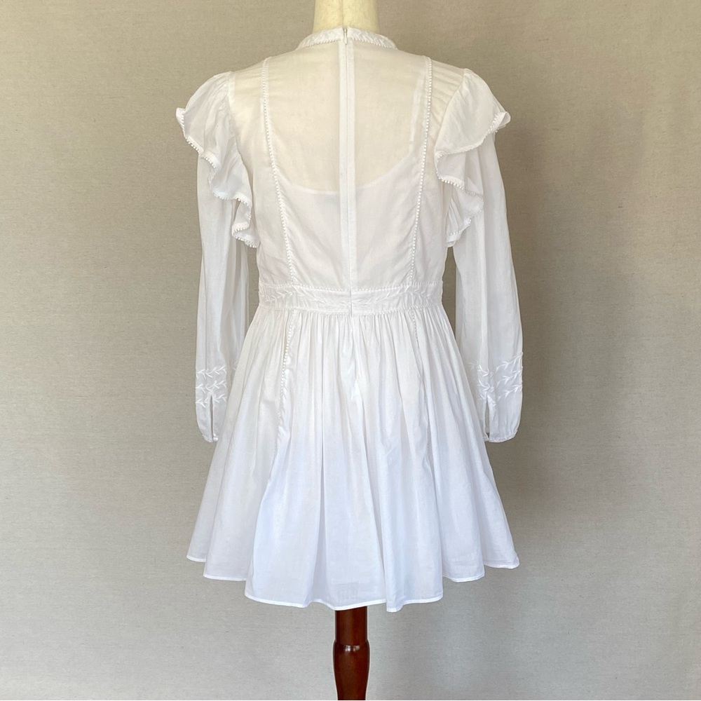 Banana Republic Esme Embroidered Ruffled Mini Dress Bishop Sleeves - Picture 6 of 16